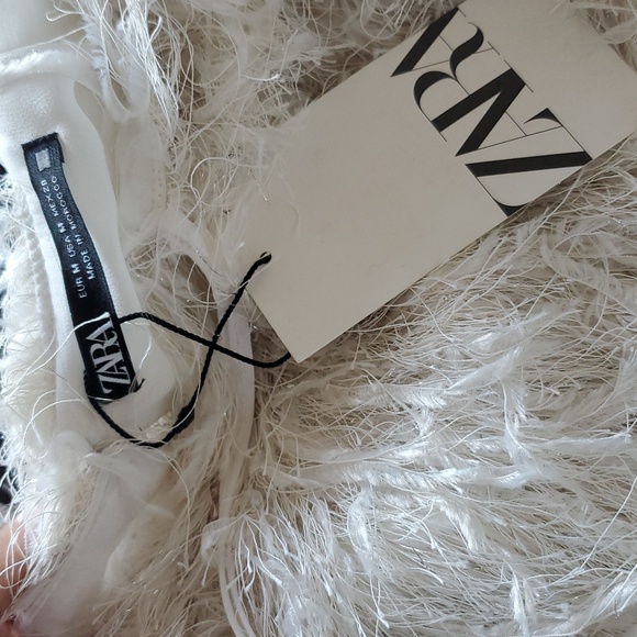 Zara Fringe Mini Dress White Size M - Picture 16 of 16